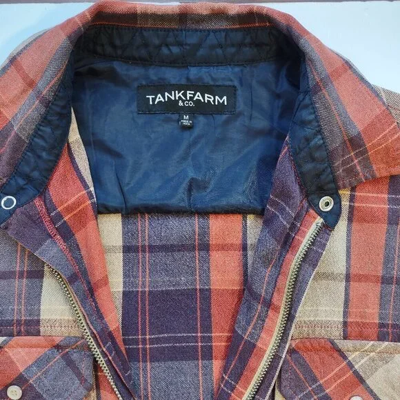 TankFarm & Co Men's Plaid Full Zip Shirt Jacket Shacket Western  Size Medium - Picture 7 of 9